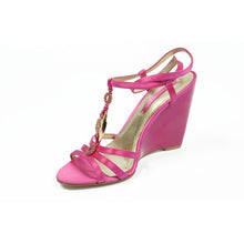Fuxia 6.5 US - 37 EUR Nine West Womens Ankle Strap Wedge Sandal NWJUVELIE DARK PINK
