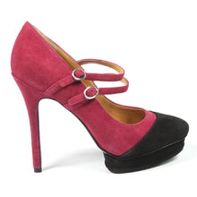 Fuxia 7 US - 37.5 EUR Nine West Womens Double Strap Pump NWARGILE RED BLK