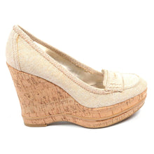 Beige 9.5 US - 41 EUR Nine West Womens Wedge Pump  NWTHEODORE MEDNA SILVER