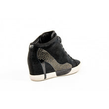 Black 39 EUR - 9 US Olo Womens High Sneaker 04N10 04 DOLLY LEATHER BLACK PRINTING STRASS