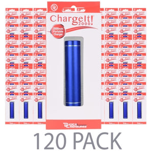 (120-Pack) PC Treasures ChargeIt 2000mAh Portable Power Bank w/Micro USB Cable (Dark Blue)