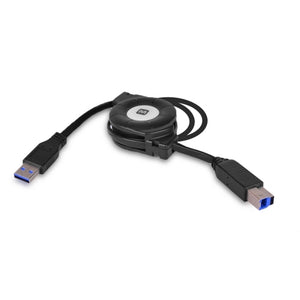 3 Monoprice 10965 SuperSpeed USB 3.0 Type A (M) to USB 3.0 B (M) Retractable Cable (Black)