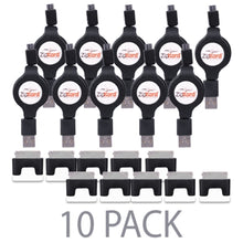 (10-Pack) ZipKord Retractable USB 2.0 to USB Micro Charge & Sync Cable w/30-Pin Dock Connector Adapter (Black)