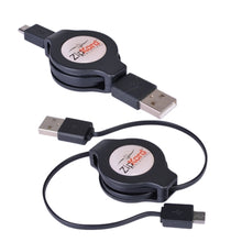 (10-Pack) ZipKord Retractable USB 2.0 to USB Micro Charge & Sync Cable w/30-Pin Dock Connector Adapter (Black)