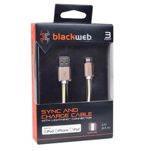 3 Blackweb BWA15TA004 Lightning to USB Charge/Sync Cable - For iPhone 765 iPad Air 2 Pad Mini & iPod Touch & Newer