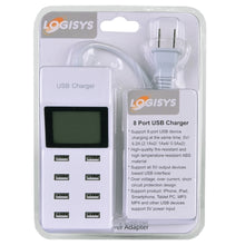 Logisys CG801WT 8-Port 9.2A USB Power Adapter w/LCD Status (White)