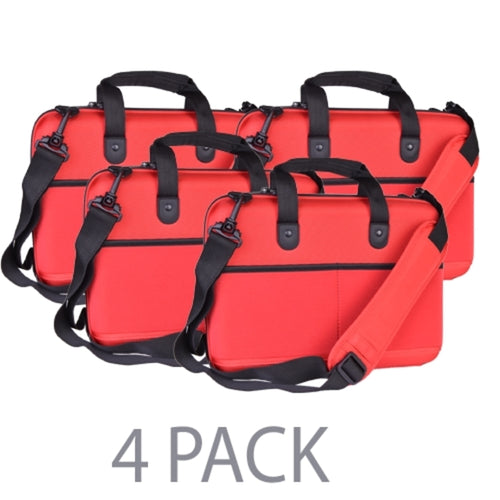 (4-Pack) Cocoon CPS365RD EVA Shock-Absorbent Laptop Case w/Shoulder Strap & Grid-It Organization System - Fits 13 (Red)