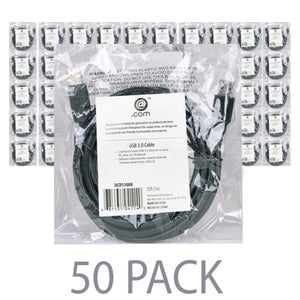 (50-Pack) 10 @.com DCD13088 SuperSpeed USB 3.0 Type A (M) to USB 3.0 B (M) Cable (Black)