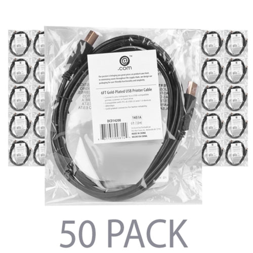 (50-Pack) 6 @.com DCD14208 USB 2.0 A (M) to USB 2.0 Micro-B (M) Cable w/Gold-Plated Connectors (Black)
