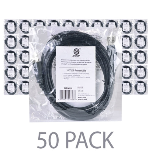 (50-Pack) 10 @.com DCD14210 USB 2.0 A (M) to USB 2.0 Micro-B (M) Cable (Black)