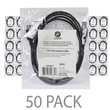 (50-Pack) 10 @.com DCD14215 USB 2.0 A (M) to USB 2.0 A (F) Extension Cable (Black)