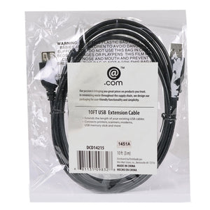 (50-Pack) 10 @.com DCD14215 USB 2.0 A (M) to USB 2.0 A (F) Extension Cable (Black)