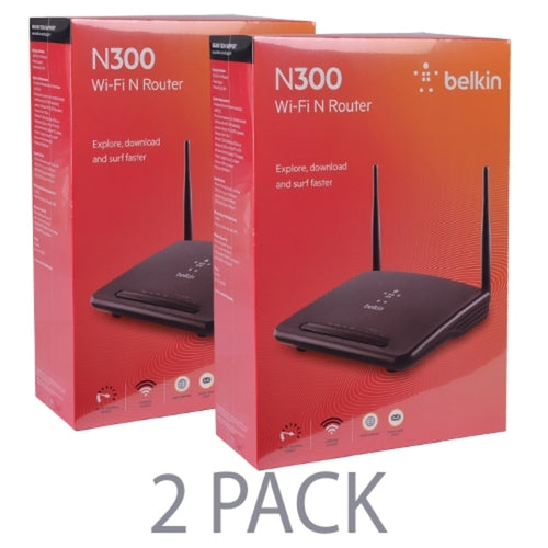 (2-Pack) Belkin F9K1010 300Mbps Wireless-N300 4-Port Router w/2 Antennas