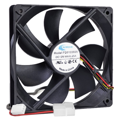 4.75 x 4.75 (120mm) AirWave Case Fan w/3-Pin & 4-Pin Connectors (Black)