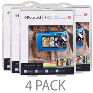 (4-Pack) Polaroid IF045-BLU 14MP 5x Digital Zoom Waterproof Camera w/1.8 Front & 2.7 Rear Displays (Blue)