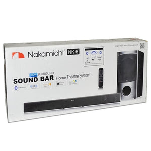 Nakamichi NK6 38 2.1-Channel 300W Bluetooth Surround Sound Bar Home Theater System w/Wired Subwoofer (Black) - B