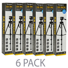 (6-Pack) 58 Targus TGT-BK58T Camera & Camcorder Tripod w/3-Way Fluid Pan Head & Dual Bubble Level Indicator