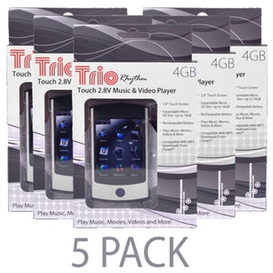 (5-Pack) Trio Rhythm Touch 2.8V 4GB MP3 USB 2.0 Touchscreen Digital Music/Video Player w/Camera & 2.8 LCD (Gunmetal)