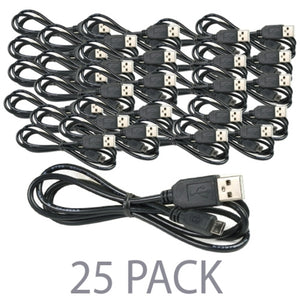 (25-Pack) 3 USB 2.0 A (M) to USB 2.0 Micro-B (M) Charge & Sync Cable (Black)