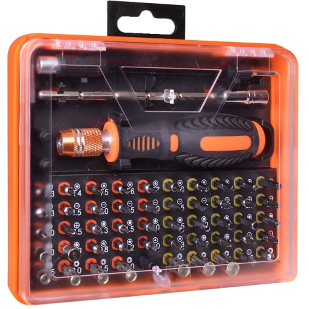 53-Piece Screwdriver Tool Kit w/Assorted Bits Tweezers 2 Extension Bars & Case - WT8027