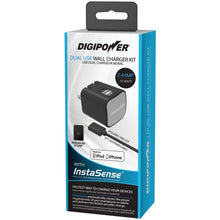 DIGIPOWER IS-AC2DL InstaSense(TM) 2.4-Amp Dual-USB Wall Charger with 5ft Lightning(TM) Cable