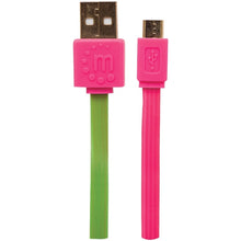 MANHATTAN 391443 Flat Micro USB Cable, 3ft (Pink/Green)