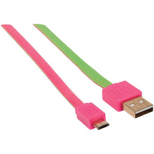 MANHATTAN 391443 Flat Micro USB Cable, 3ft (Pink/Green)