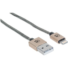 MANHATTAN 394321 iLynk Lightning(R) Cable with Nylon Braiding & Aluminum Boot (Metallic Gold)