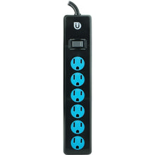 GE 25115 Uber(TM) 6-Outlet Power Strip (Black & Blue)