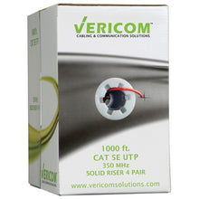 VERICOM MBW5U-01554 CAT-5E UTP Solid Riser CMR Cable, 1,000ft (Red)