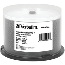 VERBATIM 94854 4.7GB 8x DataLifePlus(R) White Inkjet Printable/Hub Printable DVD-Rs, 50-ct Spindle
