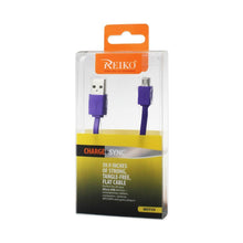 Reiko 39.9Inch Of Strong Tangle-Free Flat Cable For Micro Usb Devices Purple