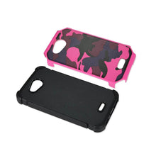 Reiko Design Hybrid Leather Protector Cover Kyocera Hydro Wave/ Hydro Air/ C6740 With Camouflage Design Army Pink