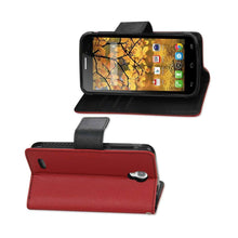 Reiko Wallet Case 3 In 1 For Alcatel Onetouch Conquest Red With Interior Leather-Like Material & Polymer Cover-Red