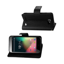 Reiko Wallet Case 3 In 1 For Blu Dash 5.0 D410A Black With Interior Leather-Like Material And Polymer Cover