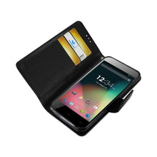 Reiko Wallet Case 3 In 1 For Blu Dash 5.0 D410A Black With Interior Leather-Like Material And Polymer Cover