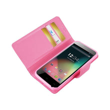 Reiko Wallet Case 3 In 1 For Blu Dash 5.0 D410A Hot Pink With Interior Leather-Like Material And Polymer Cover