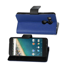 Reiko Wallet Case 3 In 1 For LG Nexus 5X/ Google Nexus 5X Navy With Interior Leather-Like Material And Polymer Cover