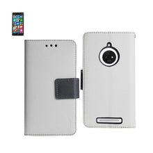 Reiko Wallet Case 3 In 1 For Nokia Lumia 830 White With Gray Interior Leather-Like Material And Polymer Cover