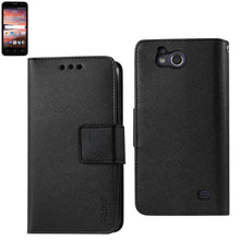 Reiko Wallet Case 3 In 1 For ZTE Overture 2 Black With Interior Leather-Like Material And Polymer Cover