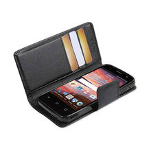 Reiko Wallet Case 3 In 1 For ZTE Overture 2 Black With Interior Leather-Like Material And Polymer Cover