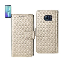 Reiko Wallet Case 3 In 1 For Samsung Galaxy S6 Edge Plus G928A/ G928V/ G928T/ G928P/ G928R4 Rhombus Pattern Champagne
