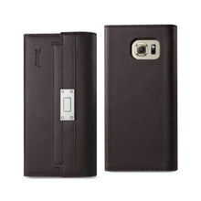 Reiko Samsung Galaxy S6 Genuine Leather Flip Wallet Case Umber