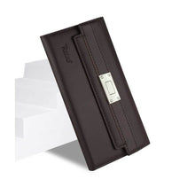 Reiko Samsung Galaxy S6 Genuine Leather Flip Wallet Case Umber
