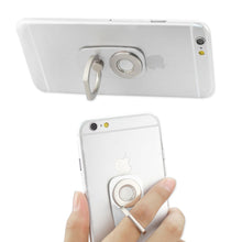 Reiko UNIVERSAL 2-IN-1 MAGNETIC CAR MOUNT HOLDER WITH 360 DEGREE ROTATION FINGER RING GRIP IN SILVER