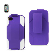 Reiko REIKO IPHONE 4/ 4G HYBRID HEAVY DUTY HOLSTER COMBO CASE IN WHITE PURPLE