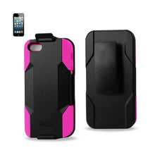 Reiko Silicone Case+Protector Cover Iphone5 Holster With Clip Hot Pink Black