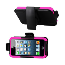 Reiko Silicone Case+Protector Cover Iphone5 Holster With Clip Hot Pink Black