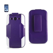 Reiko REIKO SAMSUNG GALAXY S3 HYBRID HEAVY DUTY HOLSTER COMBO CASE IN PURPLE CLEAR
