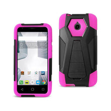 Reiko REIKO ALCATEL DAWN/ STREAK HYBRID HEAVY DUTY CASE WITH KICKSTAND IN HOT PINK BLACK